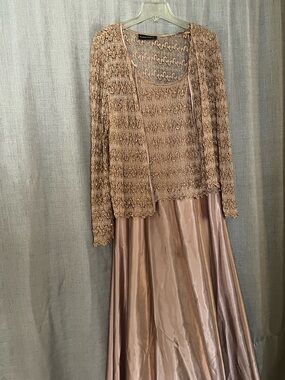 Cachet Blush Rose Gold Lace Evening Gown with Jacket